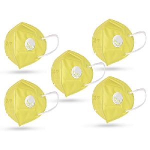 5 Pack Yellow Respirator N95 Face Mask
