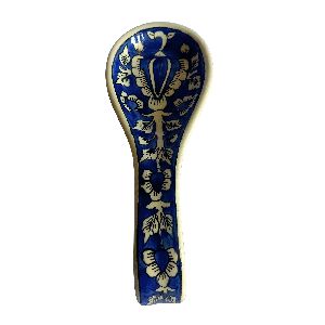 Handpainted Ceramic Spoon Rest, Blue