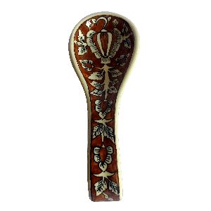 Handpainted Ceramic Spoon Rest, Brown