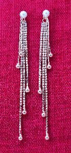 Designer Silver Plated CZ long Earring