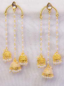 Stylish Gold Plated Pearl Jhumka