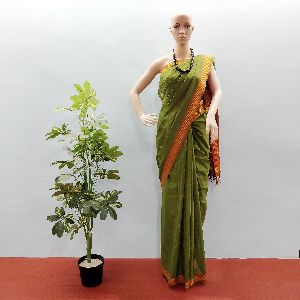 GiTAGGED Udupi Bottle Green with Butta Pure Cotton Saree
