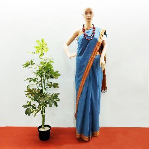 GiTAGGED Udupi Olympic Blue Pure Cotton Saree