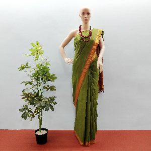 GiTAGGED Udupi Pine Green Pure Cotton Saree