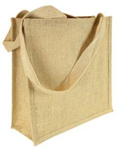 LAMINATED NATURAL JUTE BAG WITH TAPE HANDLE