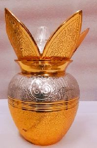 Brass Gold & Silver Plated Mangal Kalash