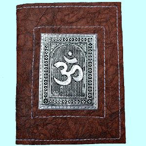 Handmade Paper Journal- Crinkle paper Metal Om, Ganesh, Elephant, Buddha