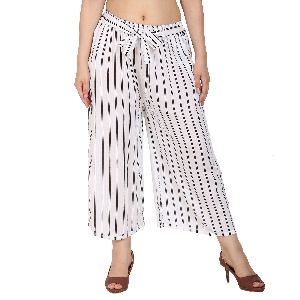 Ladies Printed Palazzo Pant_White