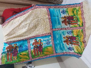 Bishnupuri pure silk hand printed saree.