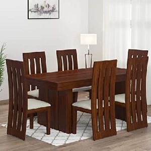 Dark Brown Wooden Dining Table Set