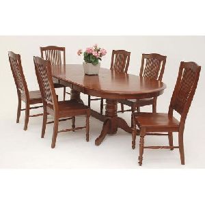 Light Brown Wooden Dining Table Set