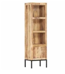 15x11.8x53.9 Inch Solid Mango Wood and Steel Storage Cabinet