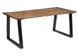 Oil Finish Solid Acacia Wood and Powder Coated Metal Legs Center Table