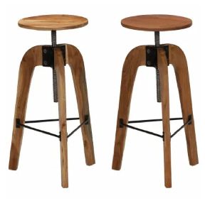Solid Acacia Wood and Steel Stool