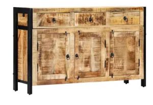 47.2x13.8x29.9 Inch Solid Mango Wood and Powder Coated Steel Storage Cabinet