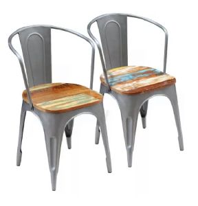 Solid Reclaimed Wood and Steel Frame Chair