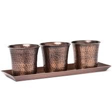 Metal Glass Set Copper Antique