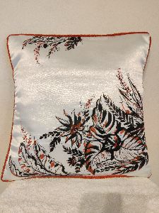Self Design Hand Embroidered And Painted Cushion Cover