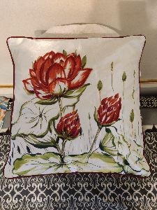 Floral Design Cushion Cover Best Hand Embroidered Painted Pillowcase