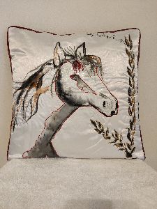 Horse Head Hand Embroidered And Printed Cushion Cover THE KARIGAR\'S Brand Set Of 2 or 5