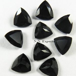 Black Onyx Faceted Trillion Gemstone