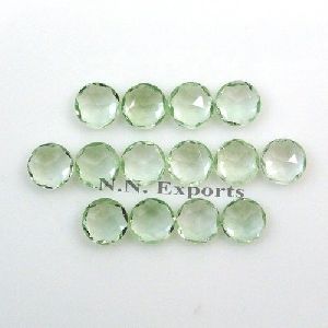 Green Amethyst Rose Cut Round Gemstones