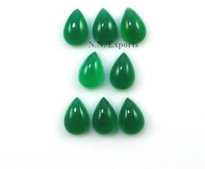 Green Onyx Cabochon Cut Pear Gemstone