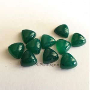 Green Onyx Cabochon Cut Trillion Gemstone