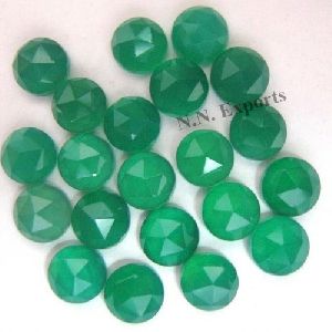 Green Onyx Rose Cut Round Gemstone