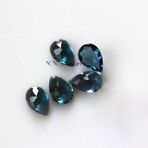 London Blue Topaz Rose Cut Pear Gemstone