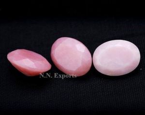 Pink Opal Faceted Oval Gemstone