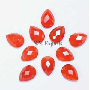 Red Onyx Rose Cut Pear Gemstone