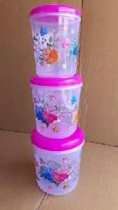 Flower Printed Plastic Container