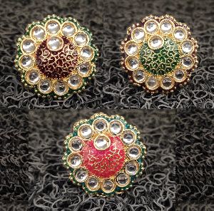 Antique Gold Plated Kundan Ring