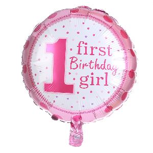 HIPPITY HOP 1ST HAPPY BIRTHDAY PINK DOTTED PRINTED ROUND ( 18 INCH ) FOIL BALLOON FOR PARTY