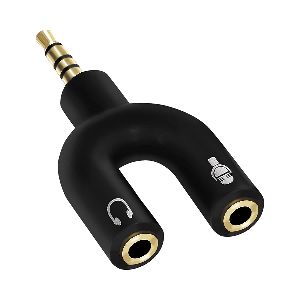 Sounce Audio Jack Headphones with mic, 3.5 mm Jack Splitter 2 Male 1 Female Black (U-Shape)