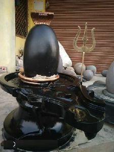 Black Narmada Jaldhari Shivling With Damru Nag and Trishul