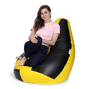 Yellow and Black Beans Filled Affluence Bean Bag with Footstool