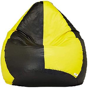 Yellow and Black Beans Filled Bean Bag with Footstool