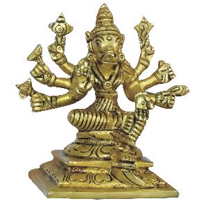 S960628 - Varahi Barahi Statue Sculpture Varagi Figurine Murthi Idol in Brass 3.5 Inch 500 Grams