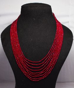 Semiprecious Micro Faceted Rondelle Bead Necklace