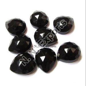 Black Onyx Rose Cut Pear Gemstone