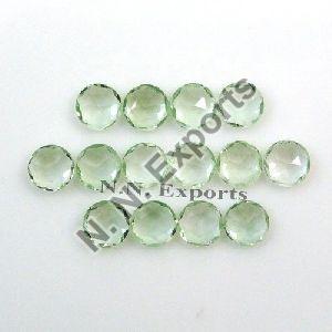 Green Amethyst Rose Cut Round Gemstones
