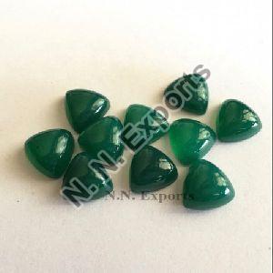 Green Onyx Cabochon Cut Trillion Gemstone