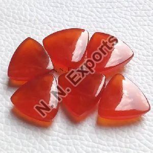 Red Onxy Cabochon Cut Trillion Gemstone