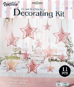 HIPPITY HOP PINK 3D STAR HANGING KIT GARLAND PACK OF 1 FOR PARTY DECORATION