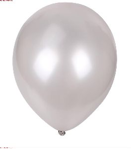 Hippity Hop White Metallic Plain Solid Balloon 9 Inch 1.8 Gram Pack Of 35 For Party Decoration