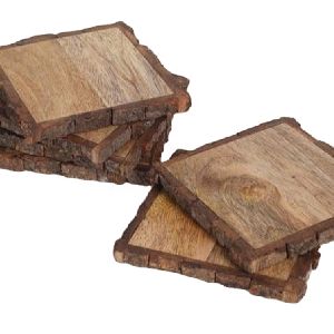 WOODEN BARK COASTER SQUAR SHAPE MADE WITH PURE NATURAL WOODEN HANDMADE PRODUCT