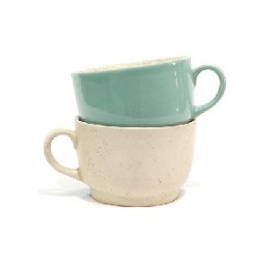 Cyan and beige coffee mug