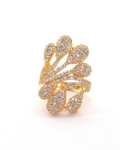 Delicin Jewelry Vintage Style Rhodium Plated Cubic Zirconia Full Finger Armor Statement Ring 
